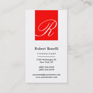 Red White Monogram Consultant Business Card Visitenkarte