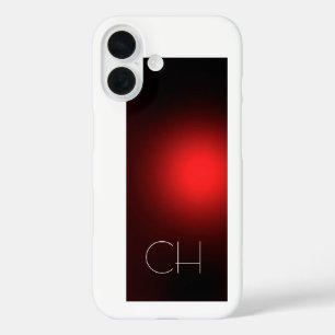 Red White Monogram Einfache Schlichte Ersetzung iPhone 16 Hülle