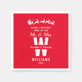 Red White Monogram hat Mr. und Mrs. Christmas neu  Serviette