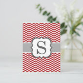 Red White Monogram Letter S Zickzack Postkarte (Stehend Vorderseite)