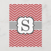 Red White Monogram Letter S Zickzack Postkarte (Vorderseite)