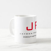 Red White Monogram Modern Minimalistisch Ihren Nam Kaffeetasse (Vorderseite Links)