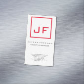 Red White Monogram Modern Minimalistisch Magnetische Visitenkarte (Beispiel)