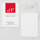 Red White Monogram Modern Minimalistisch Visitenkarte (Vorne/Hinten)