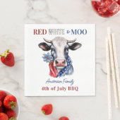 Red White Moo 4. Juli Patriotische Kuh Serviette (Beispiel)