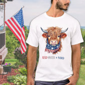 Red White Moo Patriotic Highland Kuh 4. Juli T-Shirt