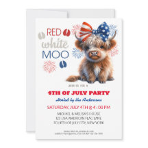 Red White Moo Patriotic Hochlandkuh 4. Juli