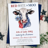 Red White Moo Patriotic Kuh Farm 4. Juli Einladung
