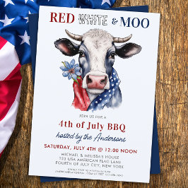 Red White Moo Patriotic Kuh Farm 4. Juli Einladung