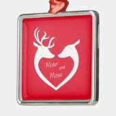 Red & White Mr & Mrs. Deer Couple Holiday Ornament Aus Metall (Links)