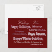 Red White Multi Holiday Feiertagspostkarte (Vorne/Hinten)