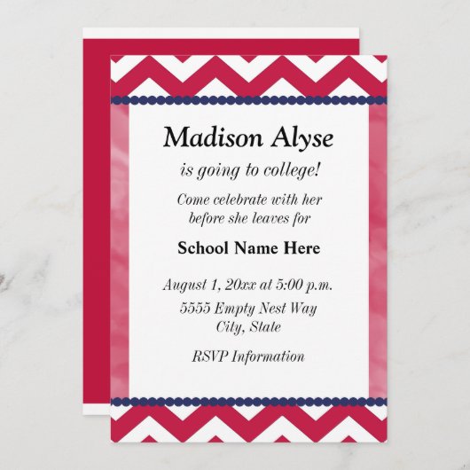 Red White Navy Blue Zickzack Trunk Party Einladung (Vorne/Hinten)