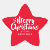 Red White Niedlich Schriftart Frohe Weihnachten Cu Stern-Aufkleber (Vorderseite)