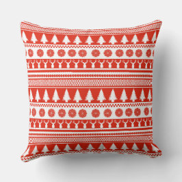 Red White Nordic Christmas Pattern Kissen
