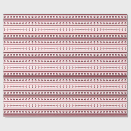 Red & White Nordic Fair Isle Geschenkpapier (Flach)