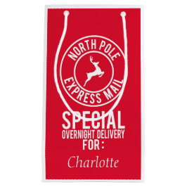 Red & White North Pole Express Mail Name Kleine Geschenktüte