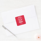 Red & White North Pole Express Mail Name Quadratischer Aufkleber (Umschlag)