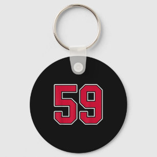 Red White Number 59 Jersey Player Uniform #59 Schlüsselanhänger