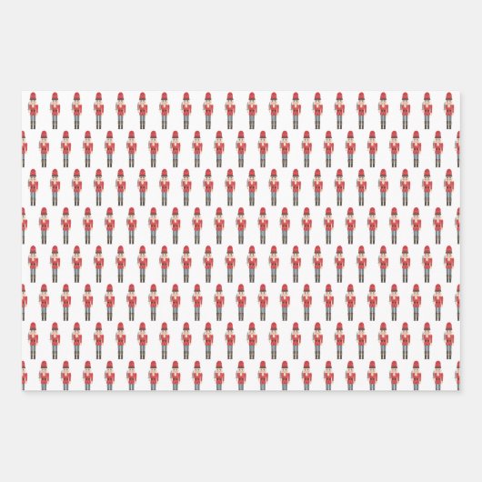 Red White Nutcracker und Candy Cane Weihnachten Geschenkpapier Set (Vorderseite)