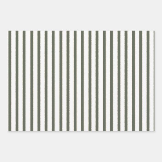Red White Olive Green Stripes Christmas Trees Geschenkpapier Set (Vorderseite)