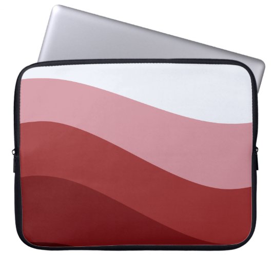 Red White Ombre Wave Muster Laptopschutzhülle (Vorderseite)