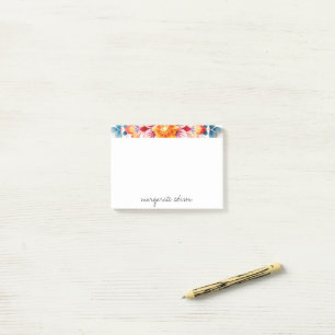 Red White Orange Florals Design Post-it Klebezettel