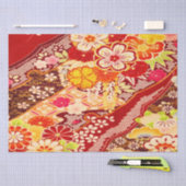 Red White Orange Japanisch Kimono Floral Decoupage Seidenpapier (Handwerk)