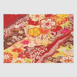 Red White Orange Japanisch Kimono Floral Decoupage Seidenpapier