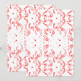 Red White Paisley Pattern – Folk Art Floral Print Save The Date