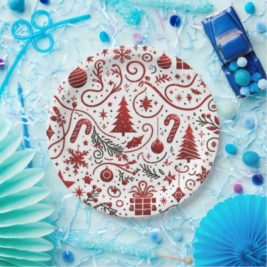 Red White Paper Plate Pappteller (Party)