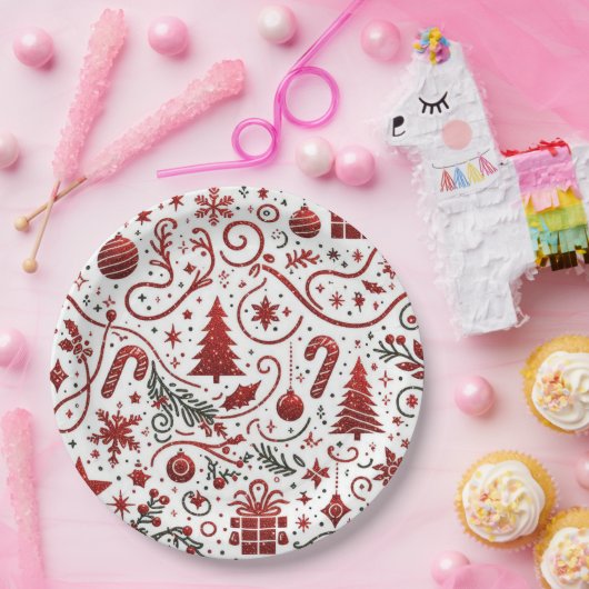 Red White Paper Plate Pappteller (Party)