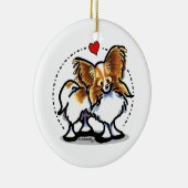 Red White Papillon Herz Personalisiert Keramik Ornament (Rechts)