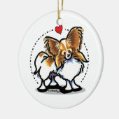 Red White Papillon Herz Personalisiert Keramik Ornament (Links)