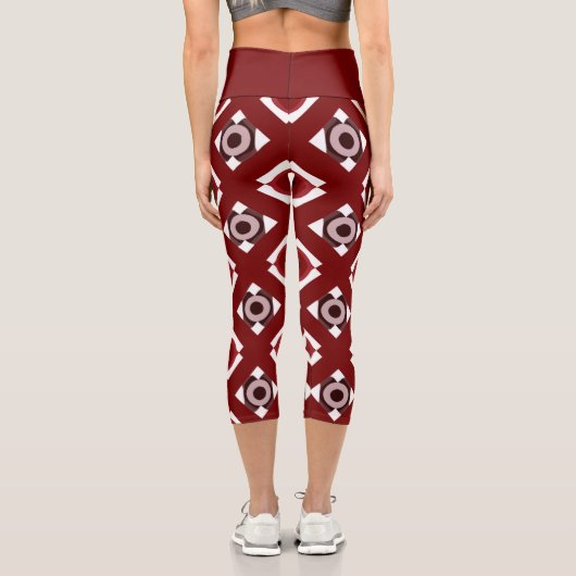 Red White Pattern High Waisted Capris (Rückseite)