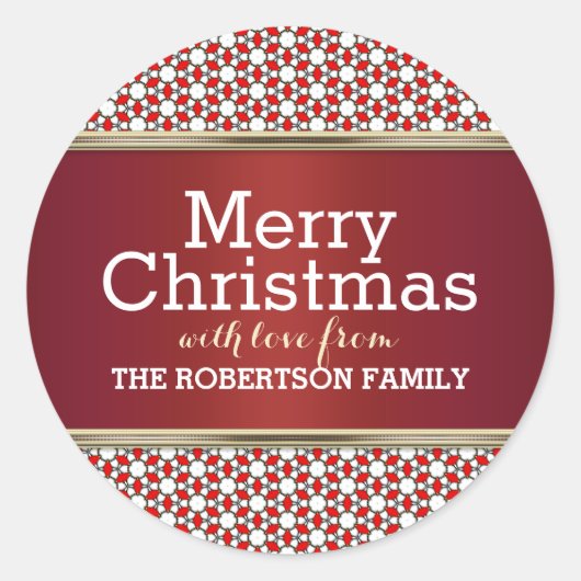 Red White Pattern Weihnachtsgeschenk Aufkleber (Vorderseite)