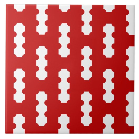 Red White Pattern XXI Keramik Tile Fliese (Vorderseite)