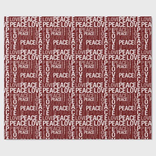 Red White Peace Liebe Geschenkpapier (Flach)