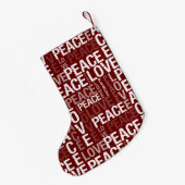 Red White Peace Liebe Kleiner Weihnachtsstrumpf (Rückseite (Hängend))
