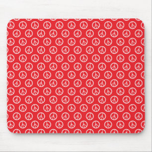 Red White Peace Signs Mousepad