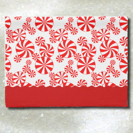 Red White Peppemint Holiday Pattern Küchentuch