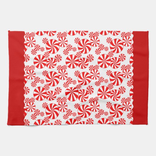 Red White Peppemint Holiday Pattern Küchentuch (Horizontal)