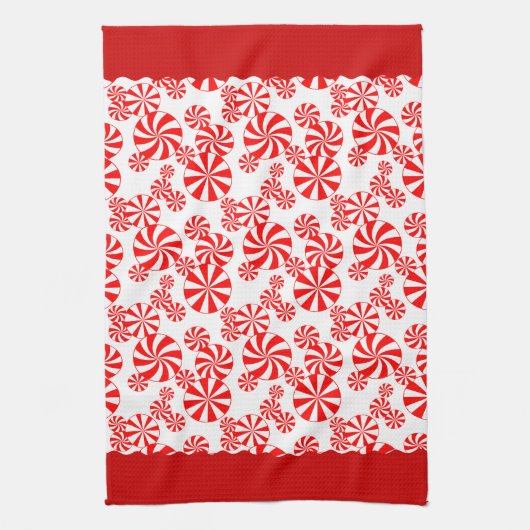 Red White Peppemint Holiday Pattern Küchentuch (Vertikal)