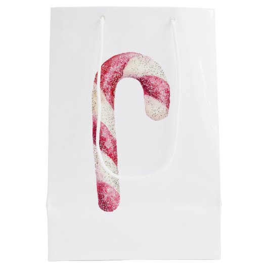 Red White Peppermint Candy Canes Mittlere Geschenktüte (Rückseite)