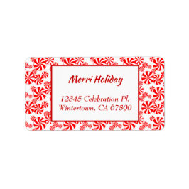 Red White Peppermint Candy Editable Adresse Adressaufkleber