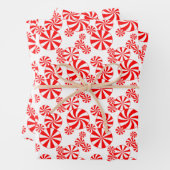 Red White Peppermint Candy Holdiay Muster Geschenkpapier Set (Beispiel)