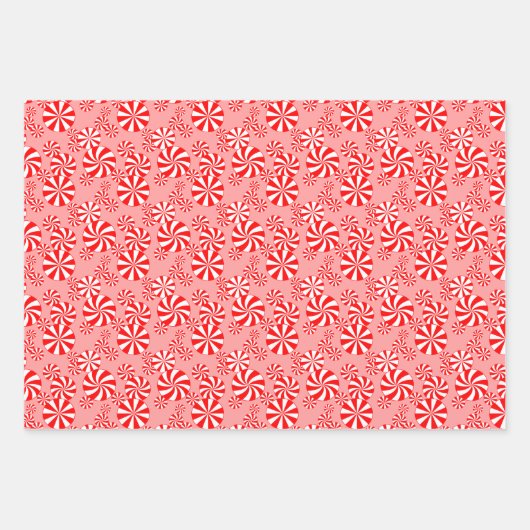Red White Peppermint Candy Holdiay Pattern Geschenkpapier Set (Vorderseite 2)