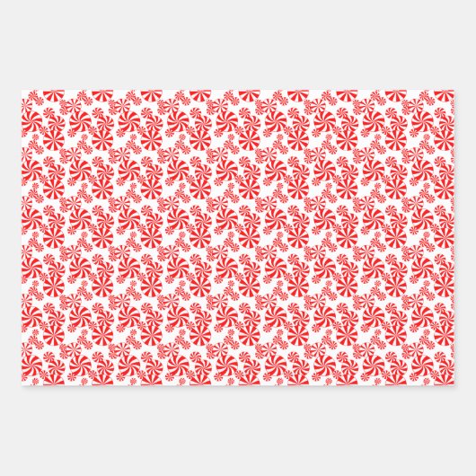Red White Peppermint Candy Holdiay Pattern Geschenkpapier Set (Vorderseite)