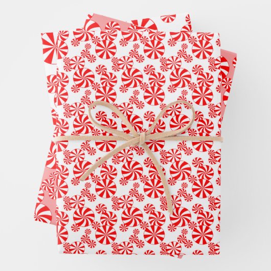 Red White Peppermint Candy Holdiay Pattern Geschenkpapier Set (Beispiel)