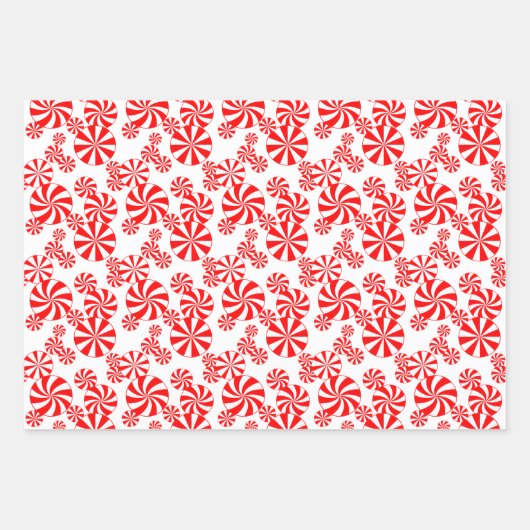 Red White Peppermint Candy Holdiay Pattern Geschenkpapier Set (Vorderseite 3)