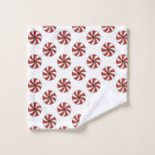 Red White Peppermint Candy Mint Weihnachtsfest Badhandtuch Set (Waschlappen)